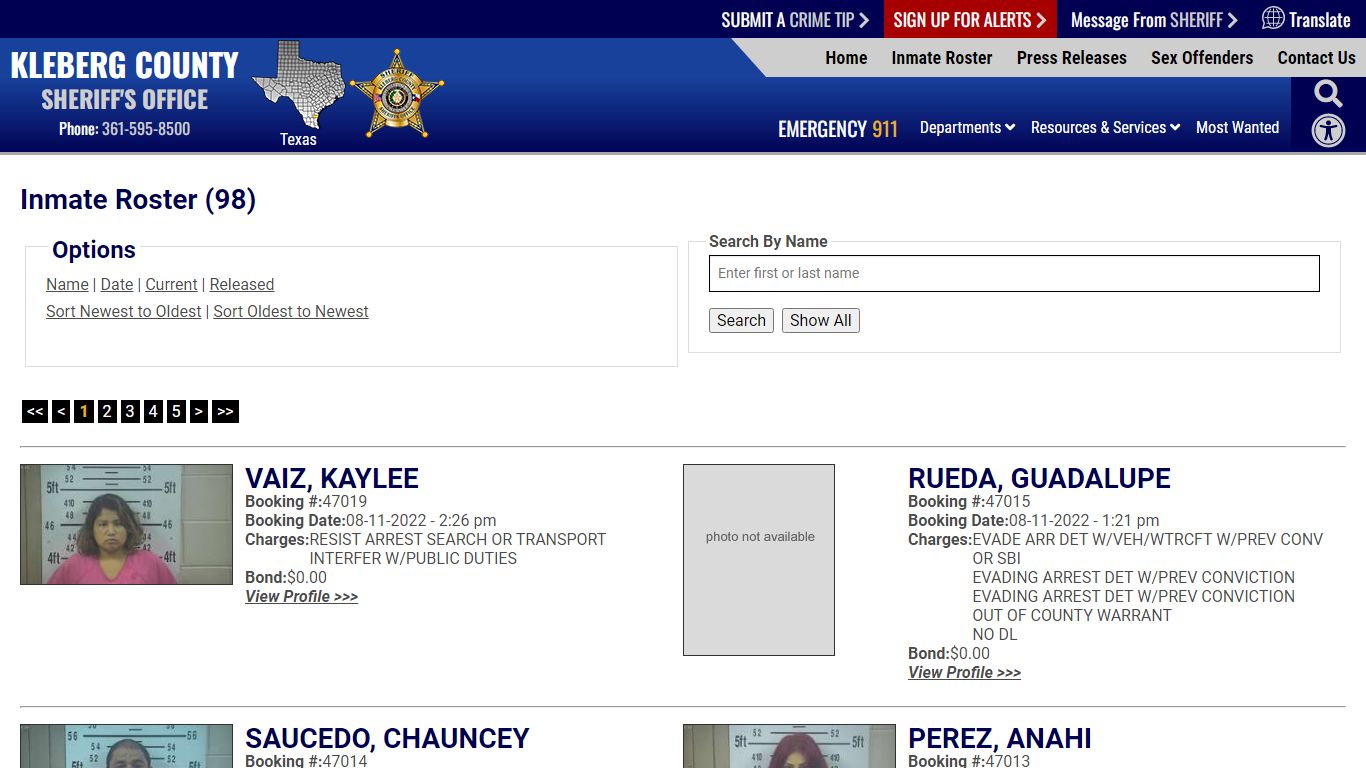 Inmate Roster - Kleberg County Sheriff