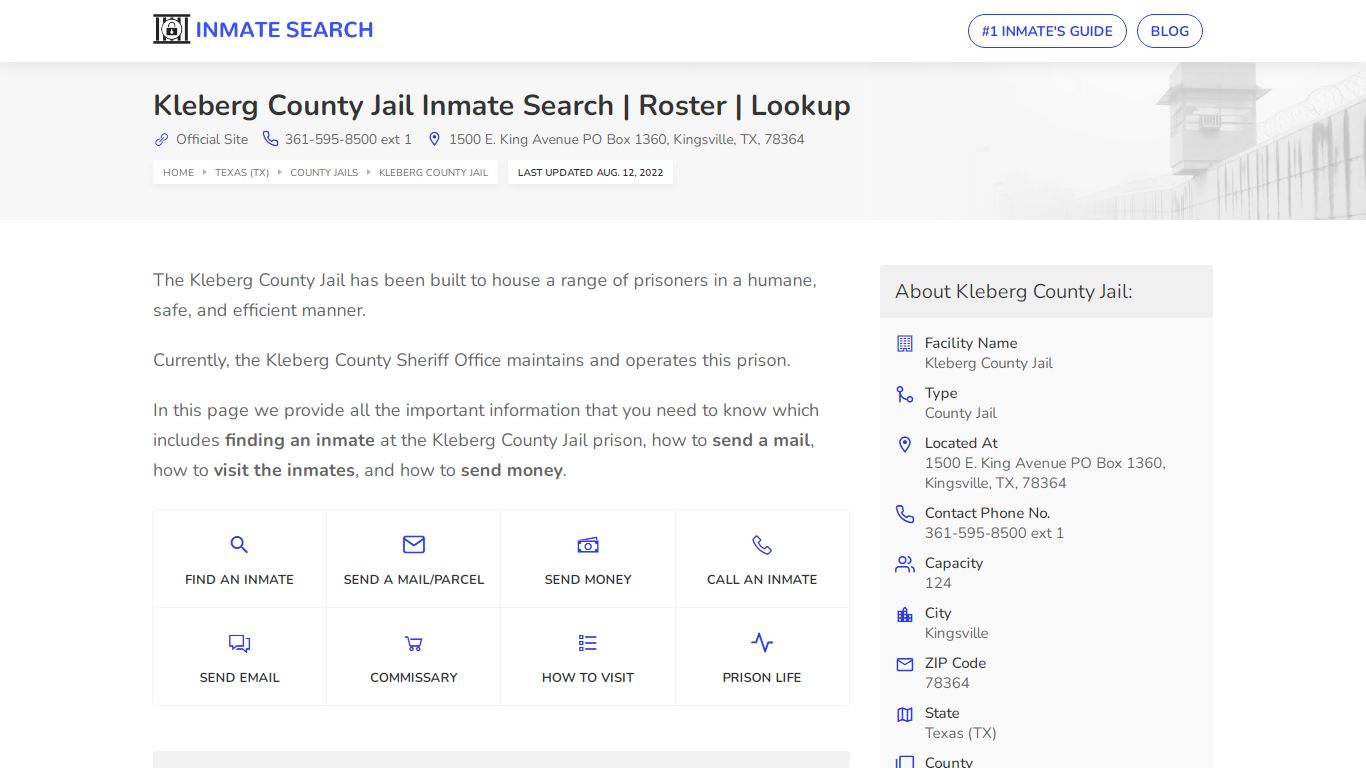Kleberg County Jail Inmate Search | Roster | Lookup