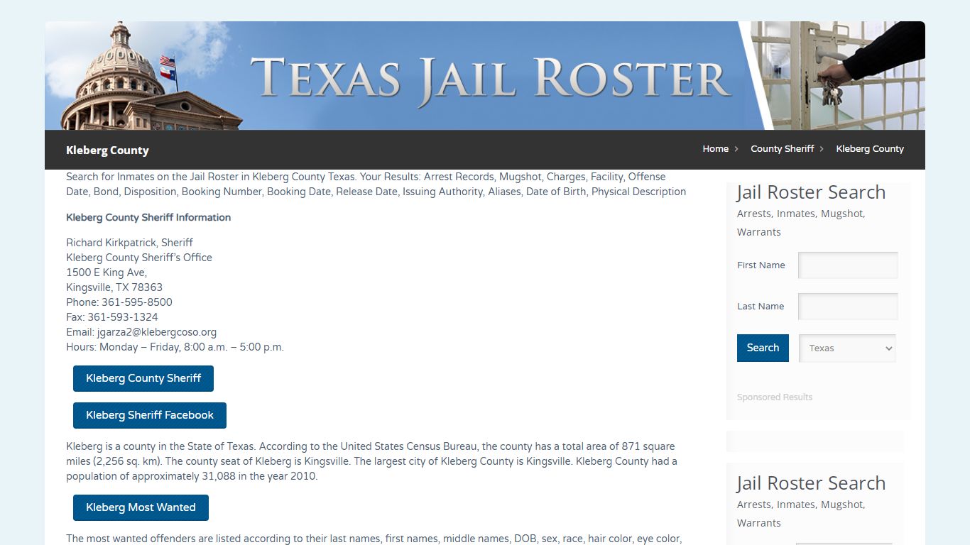 Kleberg County | Jail Roster Search